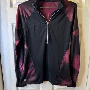 Athleta‎ Black and Burgundy Performance Half-Zip Pullover